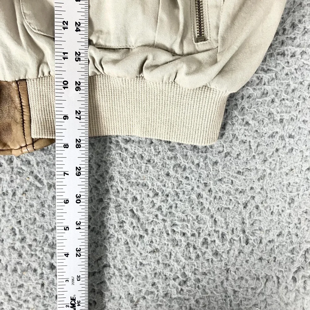 Vintage Harley-Davidson Jacket Mens 2XL Beige Canvas Leather Bomber Motorcycle